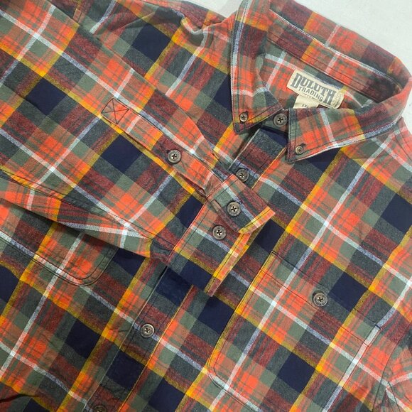Duluth Trading Co. Mens Relaxed Fit Flannel Shirt 2XL Plaid Long Sleeve Cotton C - Picture 4 of 9